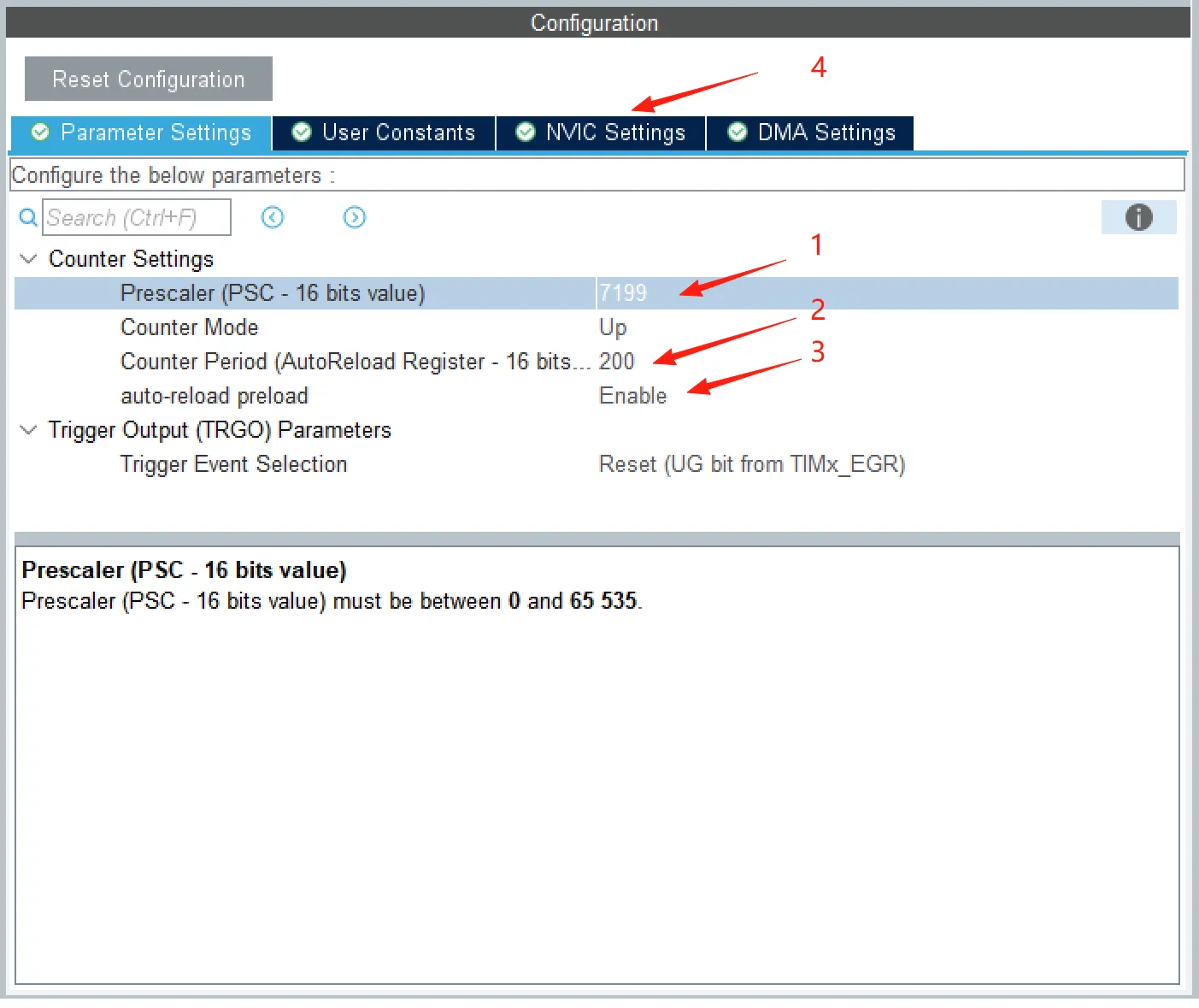 图4-3 TIM6定时器配置20ms
